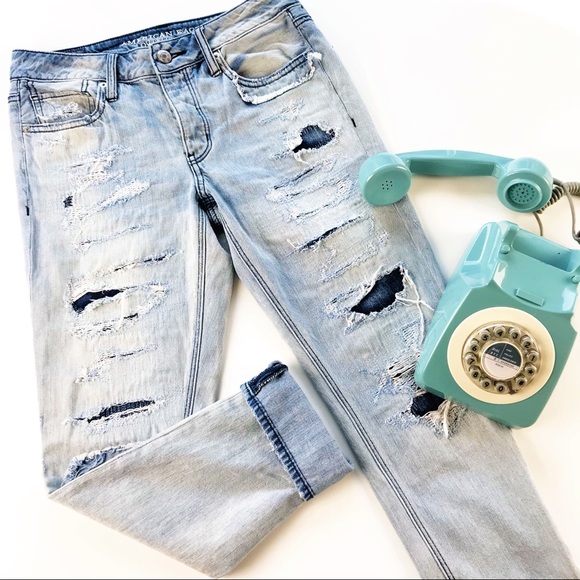 American Eagle Outfitters Denim - American Eagle Tomgirl Distressed Destroyed Jeans